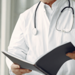 A doctor reading a file